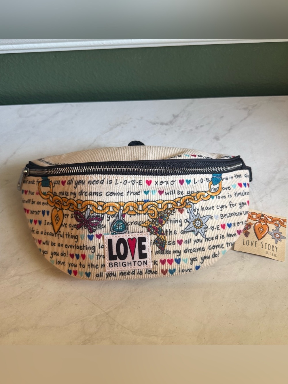 Brighton Love Story Cream Patterned Belt Bag